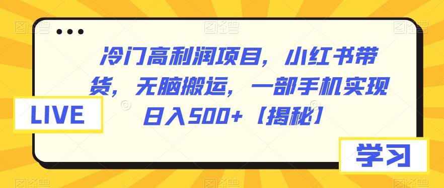 冷门高利润项目，小红书带货，无脑搬运，一部手机实现日入500+【揭秘】-观智斋电商课程站