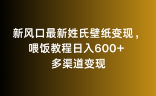 新风口最新姓氏壁纸变现，喂饭教程日入600+【揭秘】-观智斋电商课程站