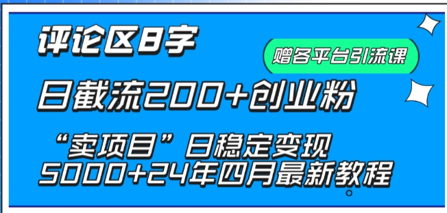 抖音评论区8字日截流200+创业粉 “卖项目”日稳定变现5000+【揭秘】-观智斋电商课程站