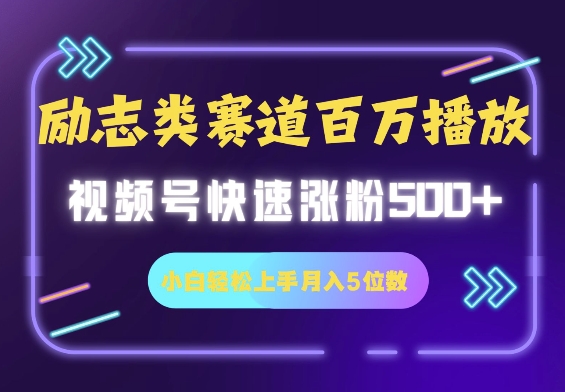 励志类赛道也能百万播放，快速涨粉500+视频号变现月入5位数-观智斋电商课程站