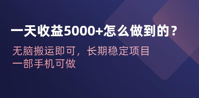一天收益5000+怎么做到的？无脑搬运即可，长期稳定项目，一部手机可做【揭秘】-观智斋电商课程站