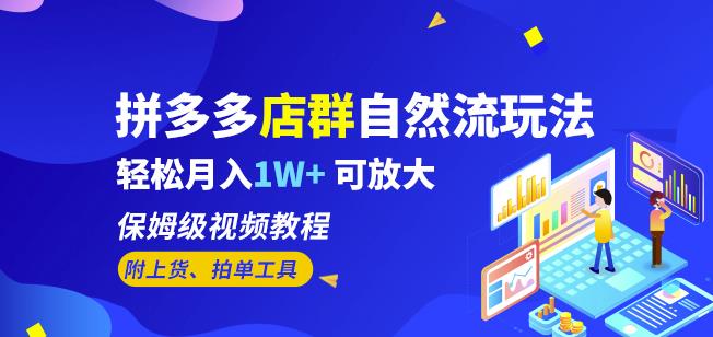 拼多多店群自然流玩法，轻松月入1W+保姆级视频教程（附上货、拍单工具）-观智斋电商课程站