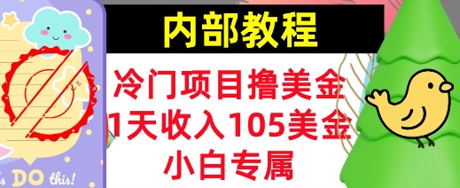 冷门项目撸美金，小白专属，1天收入105美刀，0门槛，内部教程-观智斋电商课程站