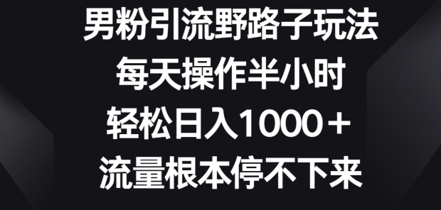 男粉引流野路子玩法，每天操作半小时轻松日入1000+，流量根本停不下来-观智斋电商课程站