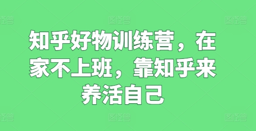 知乎好物训练营，在家不上班，靠知乎来养活自己-观智斋电商课程站