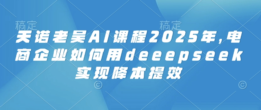 天诺老吴AI课程2025年，电商企业如何用deeepseek实现降本提效-观智斋电商课程站
