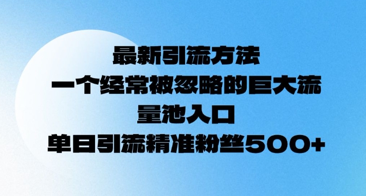 最新引流方法，一个经常被忽略的巨大流量池入口，单日精准引流粉丝500-观智斋电商课程站