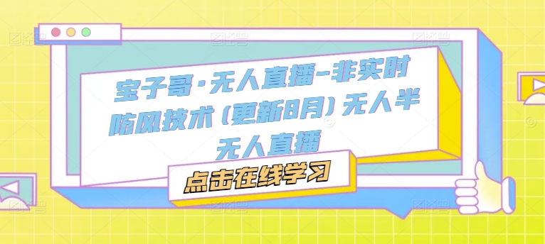 宝子哥·无人直播-非实时防风技术(更新11月)无人半无人直播-观智斋电商课程站