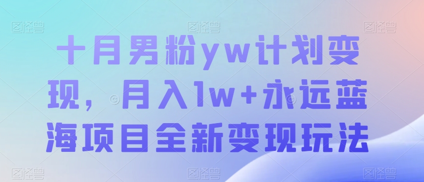 十月男粉yw计划变现，月入1w+永远蓝海项目全新变现玩法【揭秘】-观智斋电商课程站