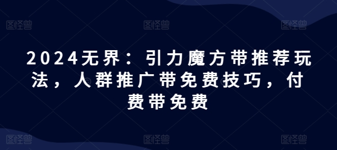 2024无界：引力魔方带推荐玩法，人群推广带免费技巧，付费带免费-观智斋电商课程站