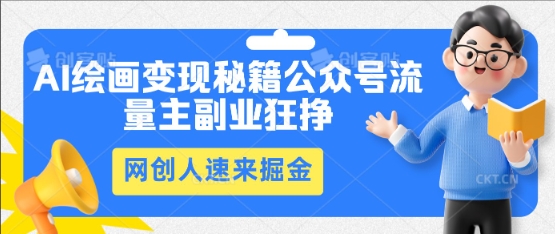 AI绘画变现秘籍：公众号流量主副业狂挣，网创人速来掘金-观智斋电商课程站