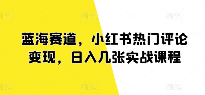 蓝海赛道，小红书热门评论变现，日入几张实战课程-观智斋电商课程站