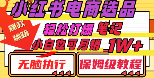 小红书电商爆款选品秘籍，帮你轻松打爆笔记，小白也可轻松月销10000+-观智斋电商课程站