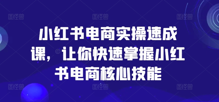小红书电商实操速成课，让你快速掌握小红书电商核心技能-观智斋电商课程站