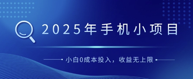 2025年手机小项目，简单易学，小白0成本投入，多劳多得-观智斋电商课程站
