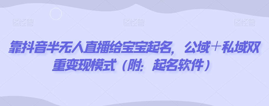 靠抖音半无人直播给宝宝起名，公域＋私域双重变现模式（附：起名软件）-观智斋电商课程站