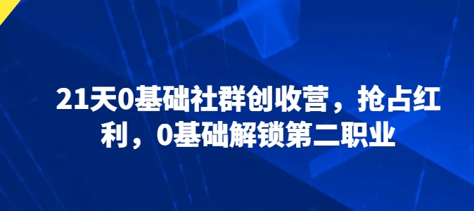 21天0基础社群创收营，抢占红利，0基础解锁第二职业-观智斋电商课程站