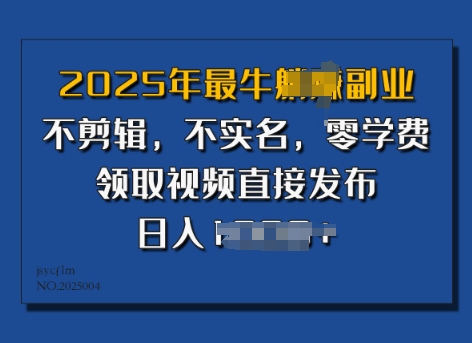 ​2025年最牛副业，不剪辑，不实名，零学费，零粉可做，领取视频直接发布，有播放就有收益-观智斋电商课程站