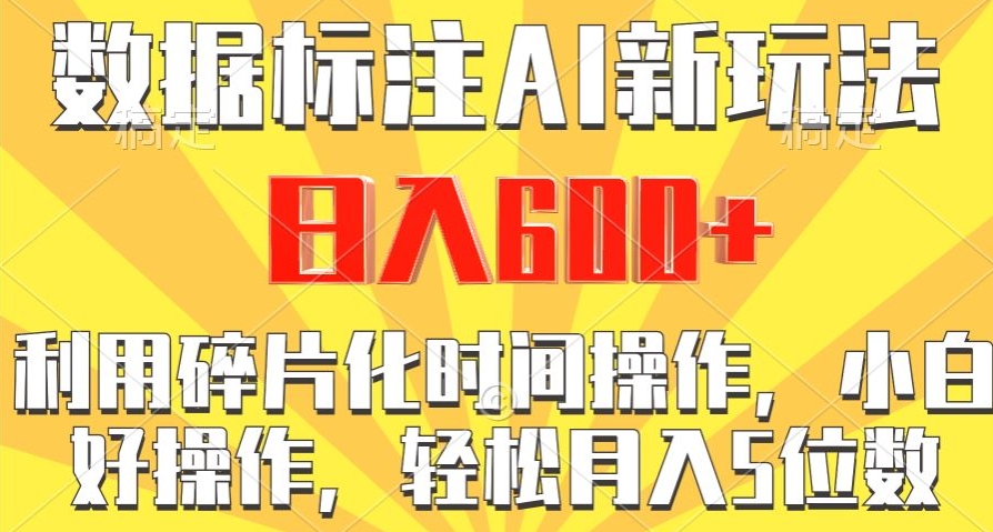 数据标注AI新玩法，利用碎片化时间操作，日入600+-观智斋电商课程站