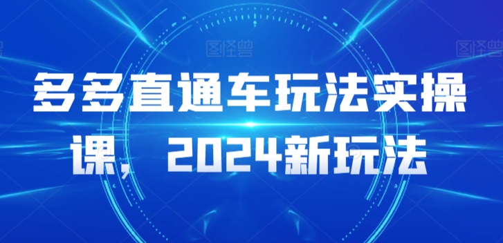 多多直通车玩法实操课，2024新玩法-观智斋电商课程站