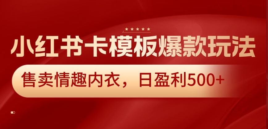 小红书卡模板爆款玩法，售卖情趣内衣，日盈利500+【揭秘】-观智斋电商课程站