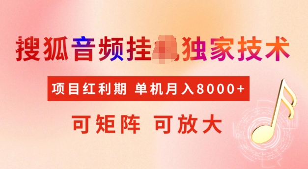 首发搜狐音频挂JI，项目红利期，可矩阵可放大，稳定月入5k【揭秘】-观智斋电商课程站