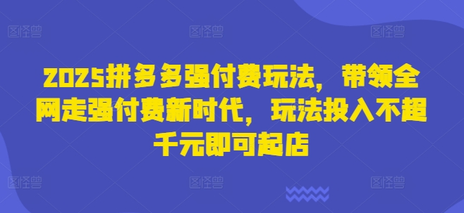 2025拼多多强付费玩法，带领全网走强付费新时代，玩法投入不超千元即可起店-观智斋电商课程站