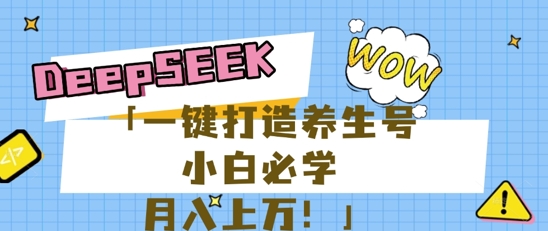 25年最新风口，用DeepSeek做养生号，小白必学，日入数张，一条作品涨粉1W+-观智斋电商课程站