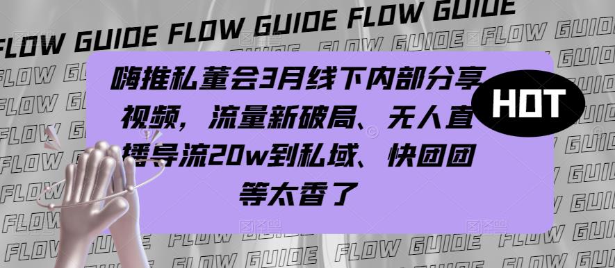 嗨推私董会3月线下内部分享视频，流量新破局、无人直播导流20w到私域、快团团等太香了-观智斋电商课程站