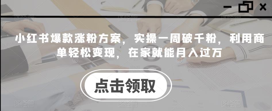 小红书爆款涨粉方案，实操一周破千粉，利用商单轻松变现，在家就能月入过万-观智斋电商课程站