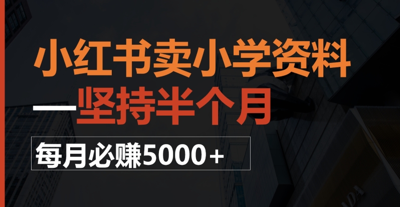 小红书卖小学资料，一坚持半个月，每月必赚5000+-观智斋电商课程站