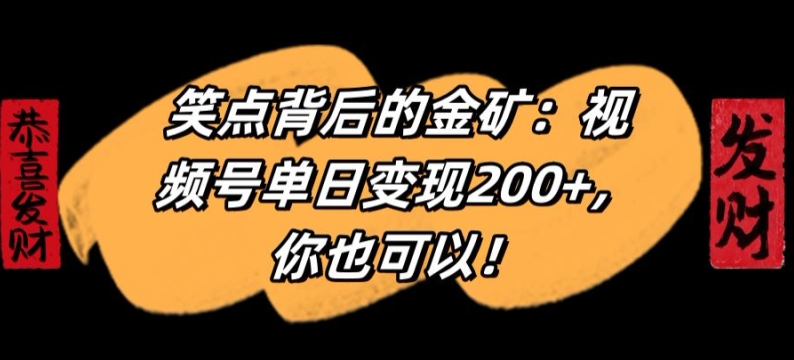 笑点背后的金矿：视频号单日变现200+，你也可以-观智斋电商课程站