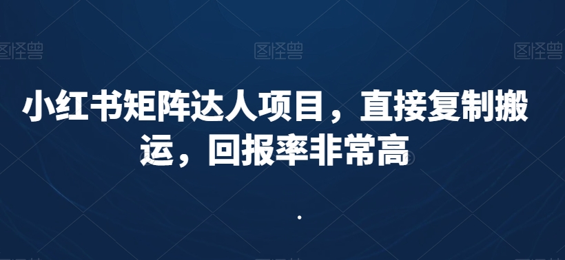 小红书矩阵达人项目，直接复制搬运，回报率非常高-观智斋电商课程站