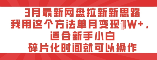 3月最新网盘拉新新思路，我用这个方法单月变现过W+，适合新手小白，碎片化时间就可以操作-观智斋电商课程站