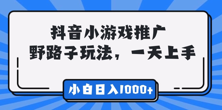 抖音小游戏推广，野路子玩法，无视抖音规则，小白轻松日入1000 +-观智斋电商课程站
