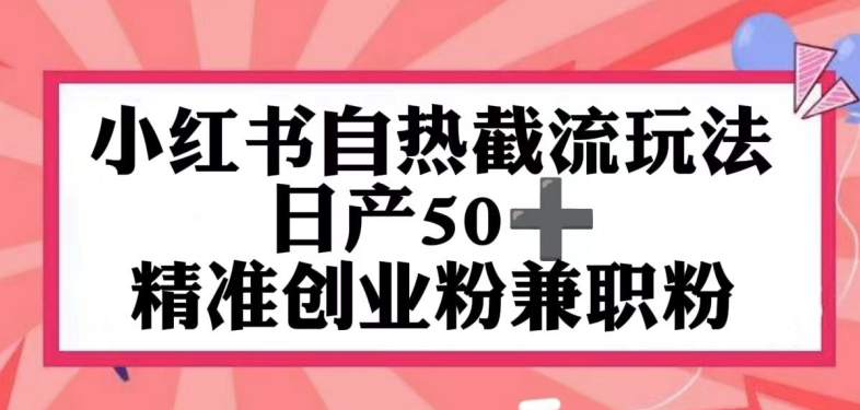 小红书自热截留玩法，日产50+精准创业粉兼职粉，轻松实现流量变现-观智斋电商课程站