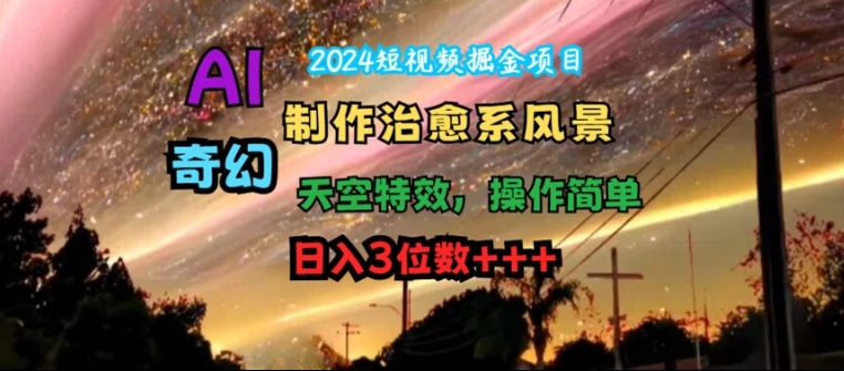 2024短视频掘金项目，AI制作治愈系风景，奇幻天空特效，操作简单，日入3位数【揭秘】-观智斋电商课程站