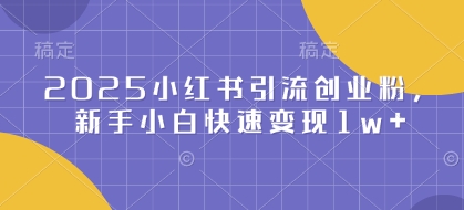 2025小红书引流创业粉，新手小白快速变现1w+-观智斋电商课程站