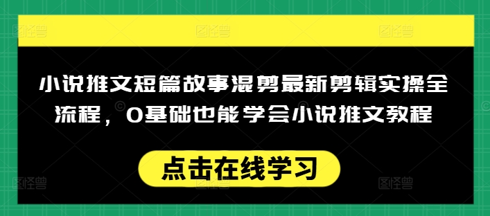 小说推文短篇故事混剪最新剪辑实操全流程，0基础也能学会小说推文教程，肯干多发日入多张-观智斋电商课程站