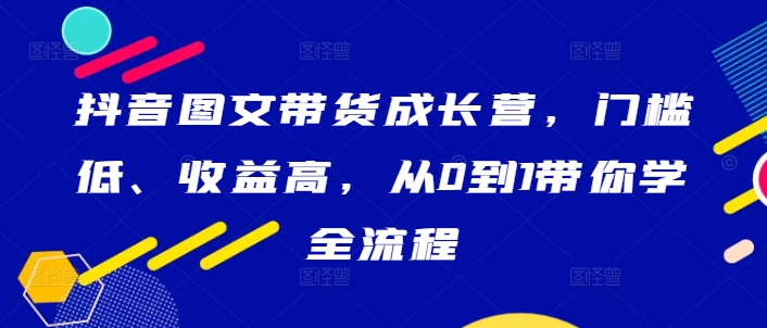 抖音图文带货成长营，门槛低、收益高，从0到1带你学全流程-观智斋电商课程站