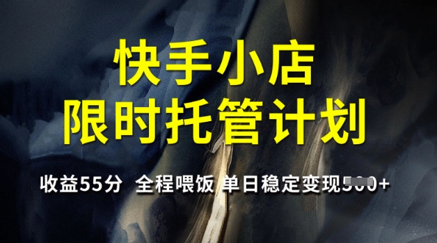 快手小店限时托管计划，收益55分，全程喂饭，单日稳定变现5张【揭秘】-观智斋电商课程站