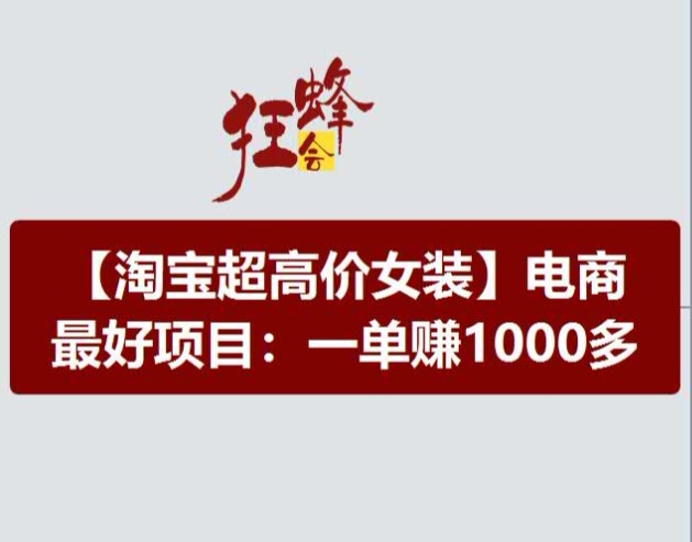 淘宝超高价女装项目，电商最好赛道，一单赚1000多-观智斋电商课程站
