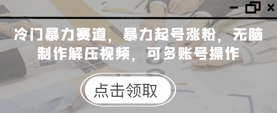 冷门暴力赛道，暴力起号涨粉，无脑制作解压视频，可多账号操作-观智斋电商课程站