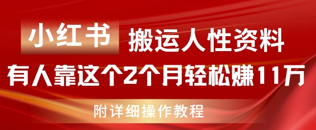 小红书搬运人性资料，有人靠这个2个月轻松赚11w，附教程【揭秘】-观智斋电商课程站