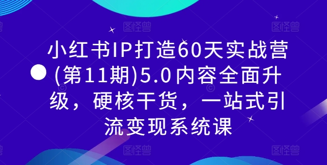 小红书IP打造60天实战营(第11期)5.0​内容全面升级，硬核干货，一站式引流变现系统课-观智斋电商课程站