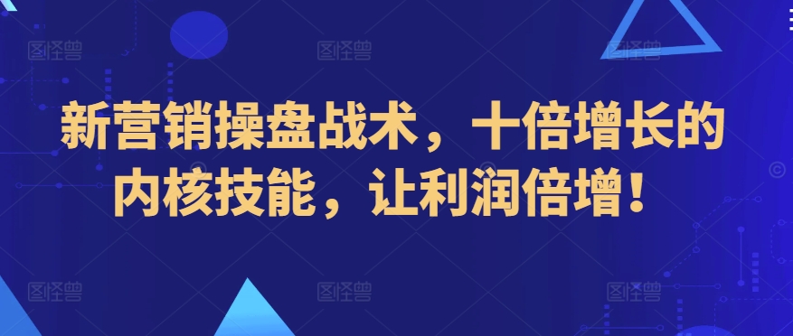 新营销操盘战术，十倍增长的内核技能，让利润倍增！-观智斋电商课程站