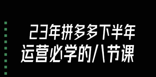 大牙·23年下半年拼多多运营必学的八节课（18节完整）-观智斋电商课程站