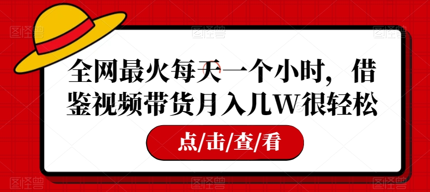 全网最火每天一个小时，借鉴视频带货月入几W很轻松【揭秘】-观智斋电商课程站