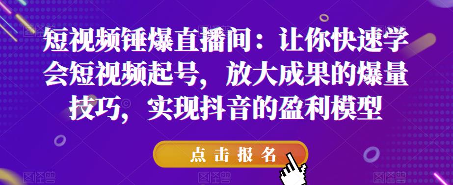 短视频锤爆直播间：让你快速学会短视频起号，放大成果的爆量技巧，实现抖音的盈利模型-观智斋电商课程站