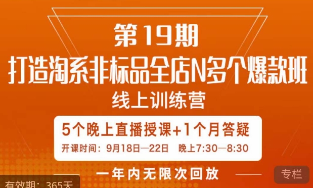 打造淘系非标全店N多个爆款线上课，​5天直播课-观智斋电商课程站